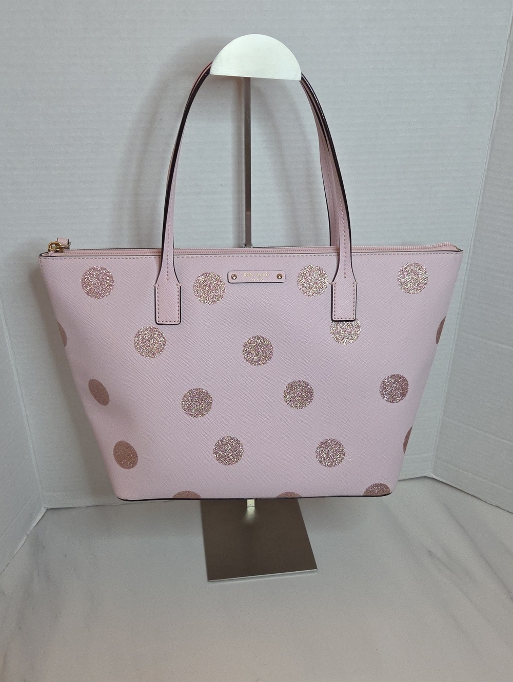 Kate Spade Haven Lane Hani Tote Pink Glitter Polka Dot